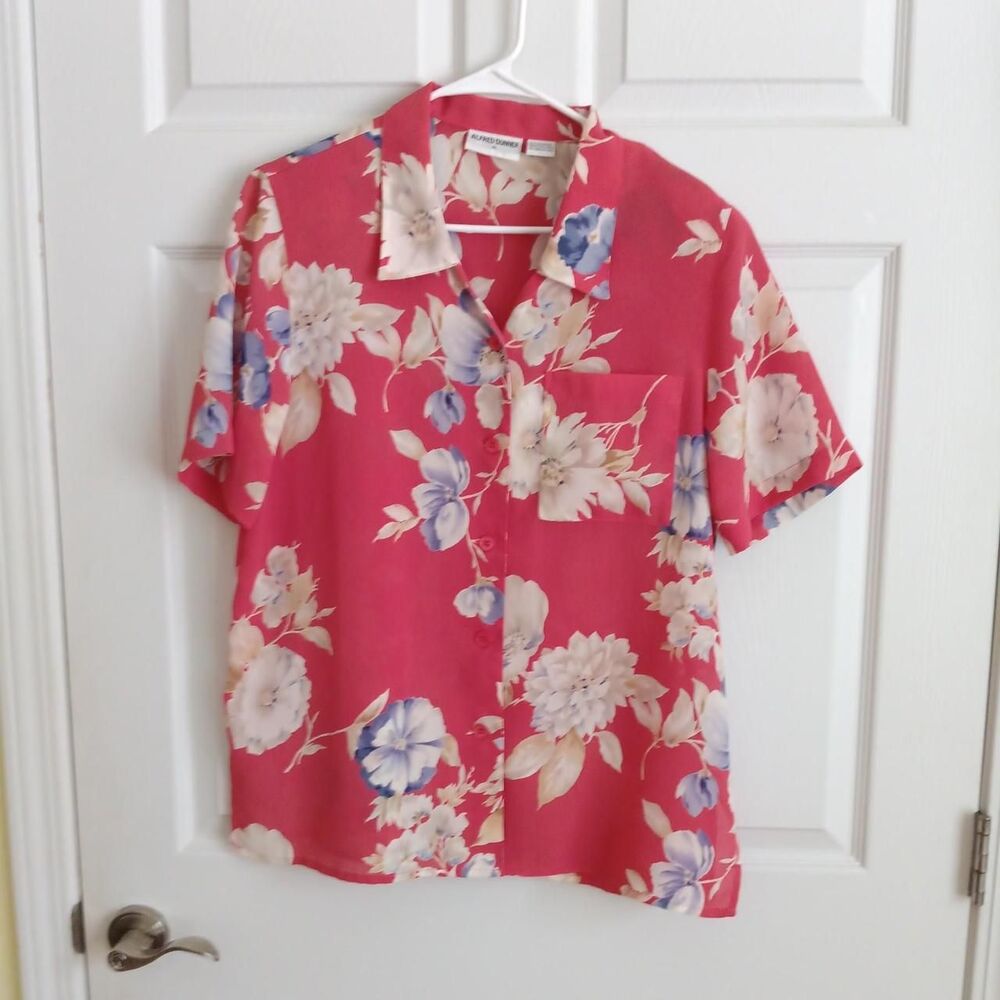 Alfred Dunner short sleeve button-up blouse Size 14
